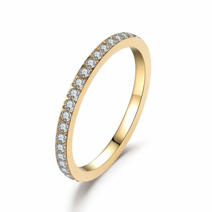 Classic Stainless Steel Gold Ring Plating Gold Ring With Zircon
