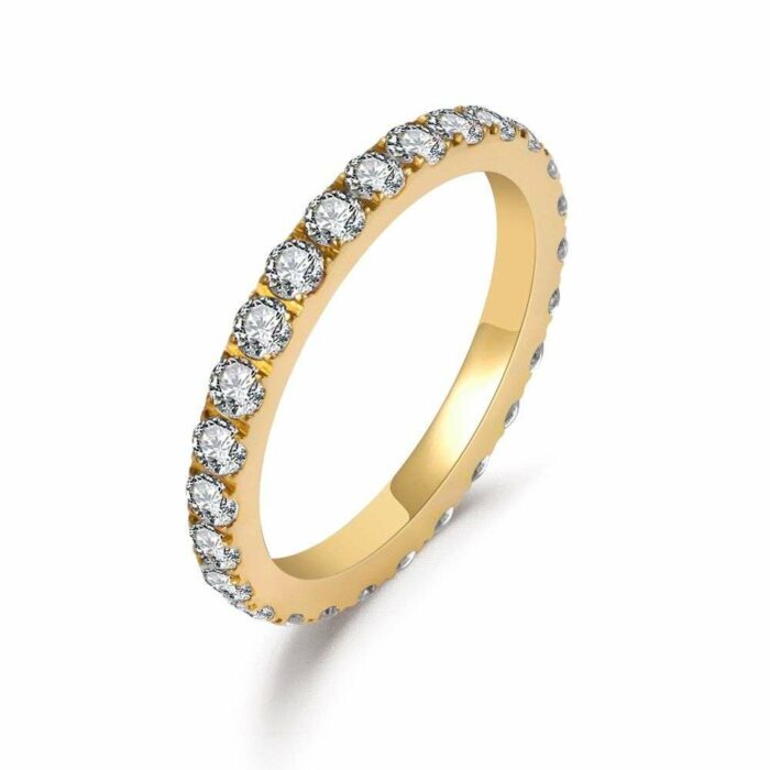 Classic Stainless Steel Gold Ring Plating Gold Ring With Zircon(46)
