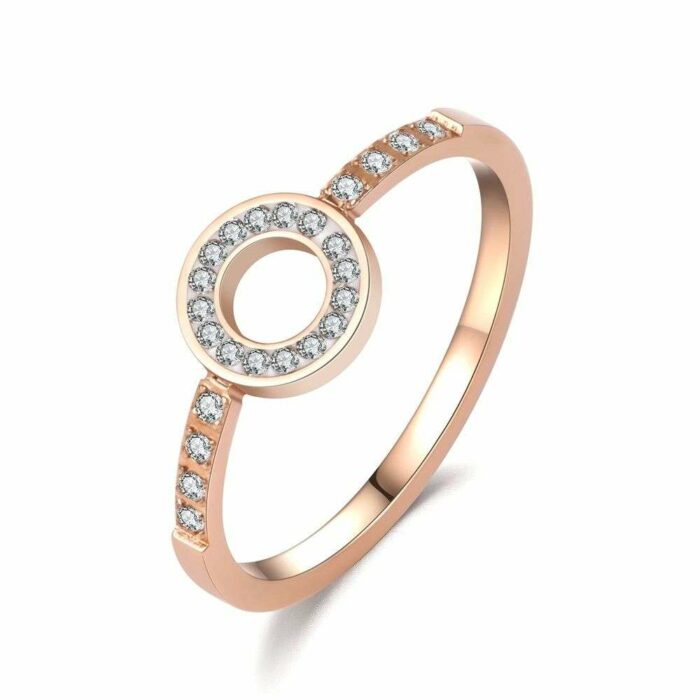 Classic Stainless Steel rosegold Ring Plating Rose Gold With Zircon