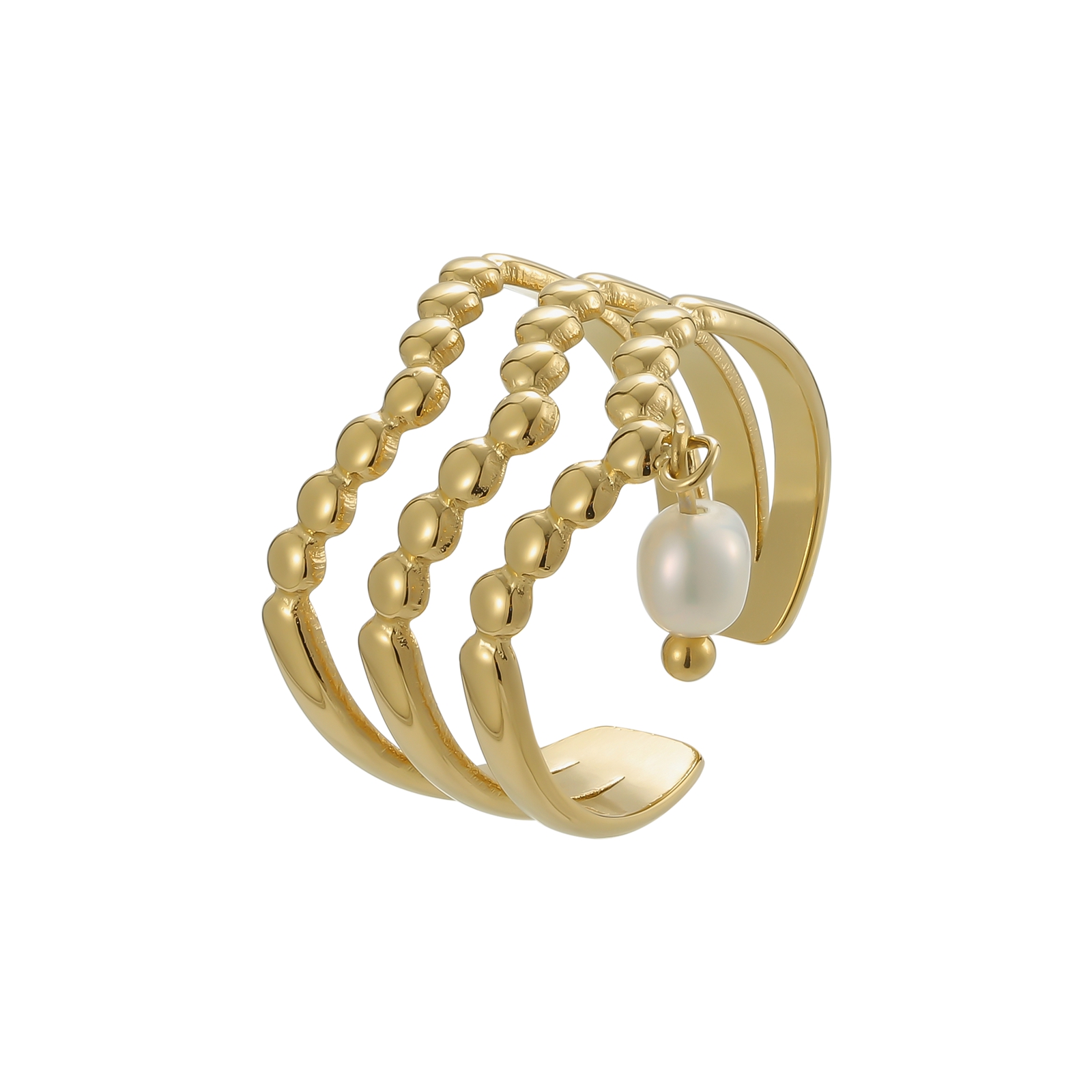 Fashion Plating gold Ring With Pearl